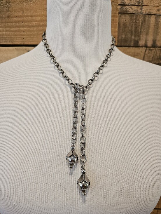 Monet Jewelry - Vintage 1961 Monet "Bolero" Silvertone Lariat Necklace